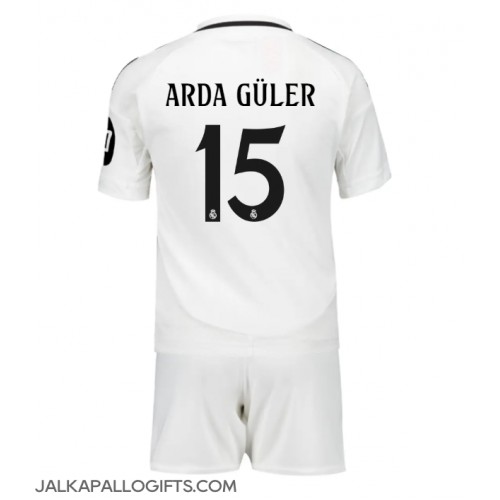 Real Madrid Arda Guler #15 Koti Peliasu Lasten 2024-25 Lyhythihainen (+ Lyhyet housut)